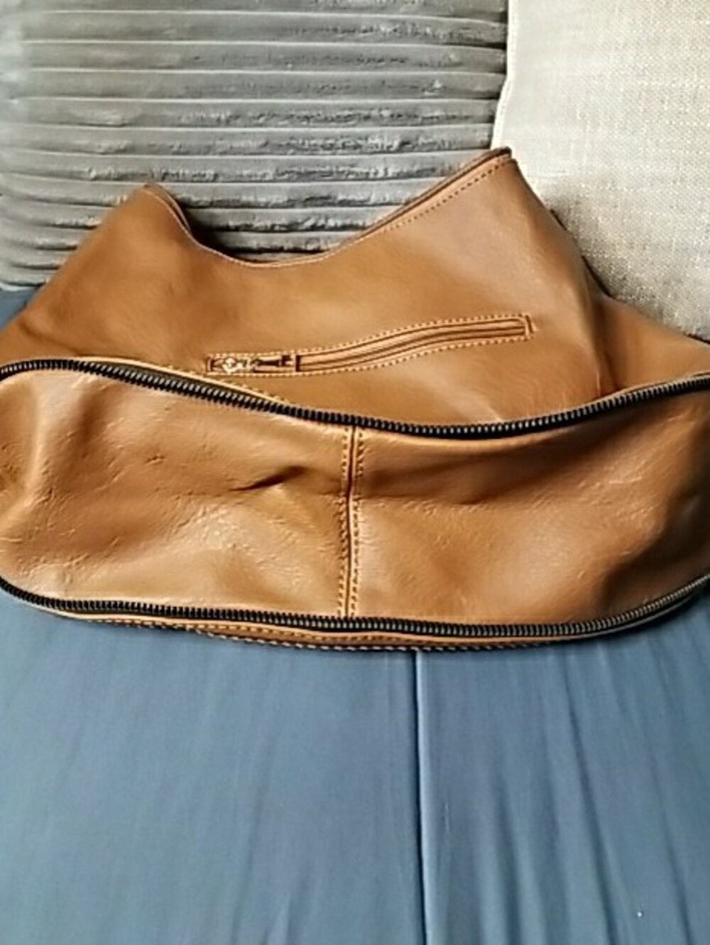 Macy's Large Brown Leather Shoulder Bag with Tassel - Picture 13 of 16